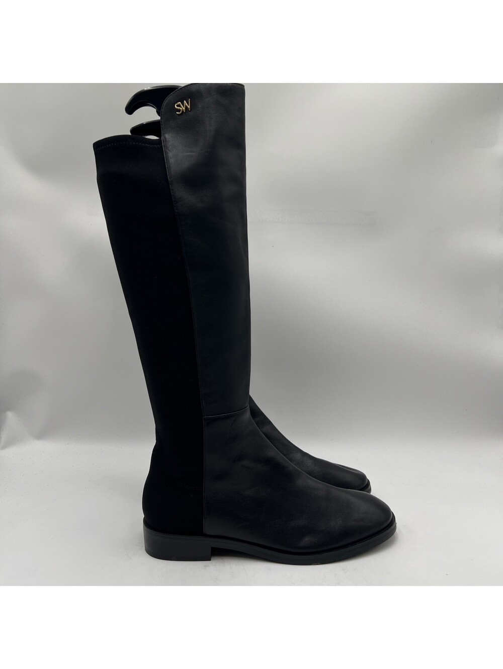 Stuart Weitzman Keelan City Black Nappa Leather Riding Boot Women's Size 7.5B